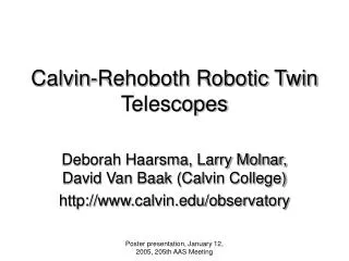 calvin rehoboth robotic twin telescopes