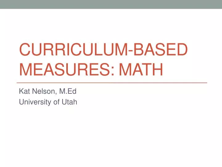 curriculum based measures math