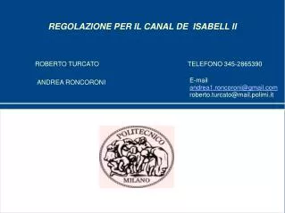 regolazione per il canal de isabell ii