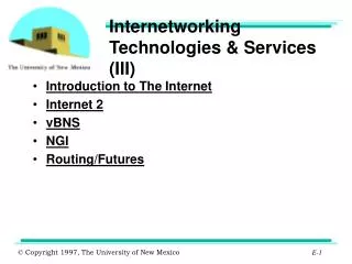 Internetworking Technologies &amp; Services (III)