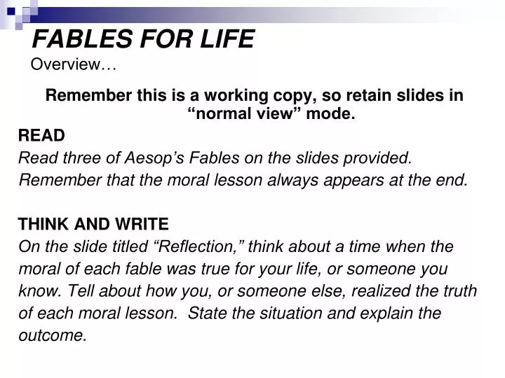 fables for life overview