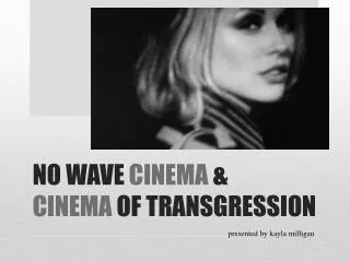 NO WAVE CINEMA &amp; CINEMA OF TRANSGRESSION