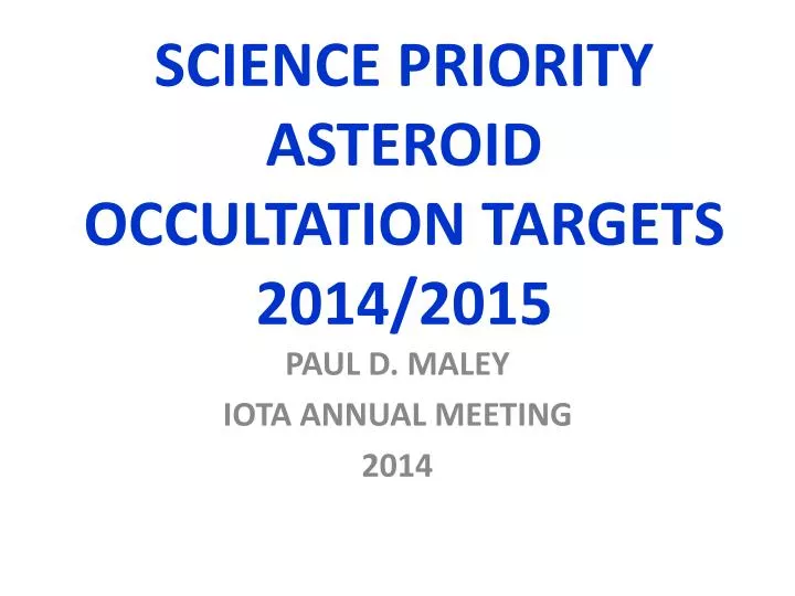 science priority asteroid occultation targets 2014 2015