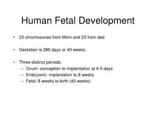 Human Fetal Development