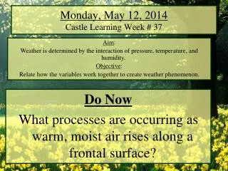 Monday, May 12, 2014 Castle Learning Week # 37