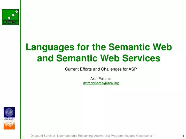 languages for the semantic web and semantic web services