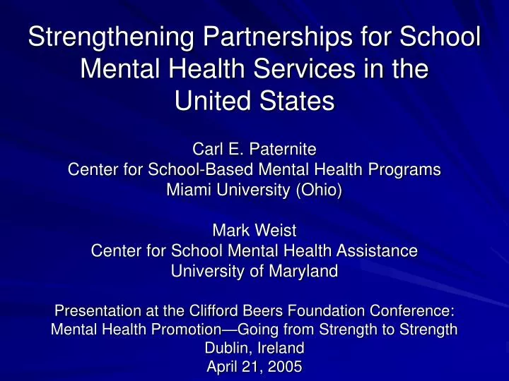 strengthening partnerships for school mental health services in the united states