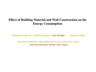 Effect of Building Material and Wall Construction on the Energy Consumption