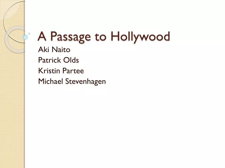 a passage to hollywood