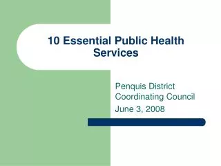 10 Essential Public Health Services