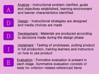 Design : Instructional strategies are designed and media choices are made