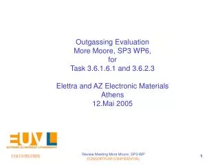 Outgassing Evaluation More Moore, SP3 WP6, for Task 3.6.1.6.1 and 3.6.2.3