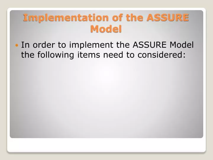 implementation of the assure model