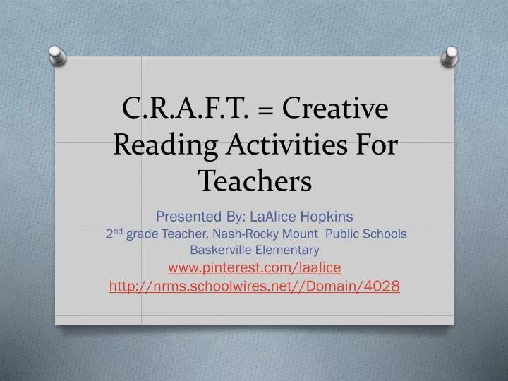 c r a f t creative reading activities for teachers