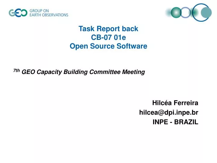task report back cb 07 01e open source software