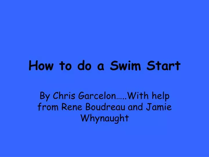 how to do a swim start