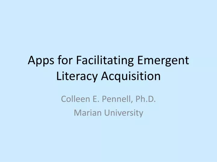 apps for facilitating emergent literacy acquisition