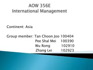 AOW 356E International Management
