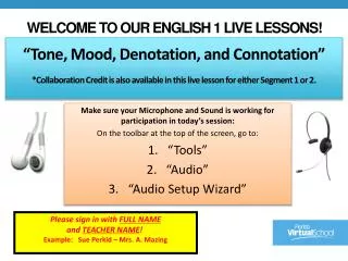 Welcome to our English 1 Live Lessons!
