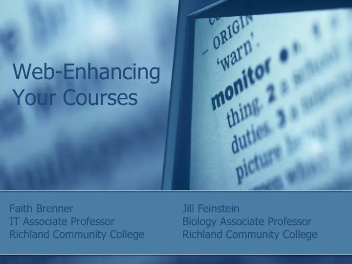 web enhancing your courses