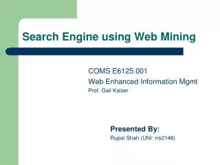 Search Engine using Web Mining