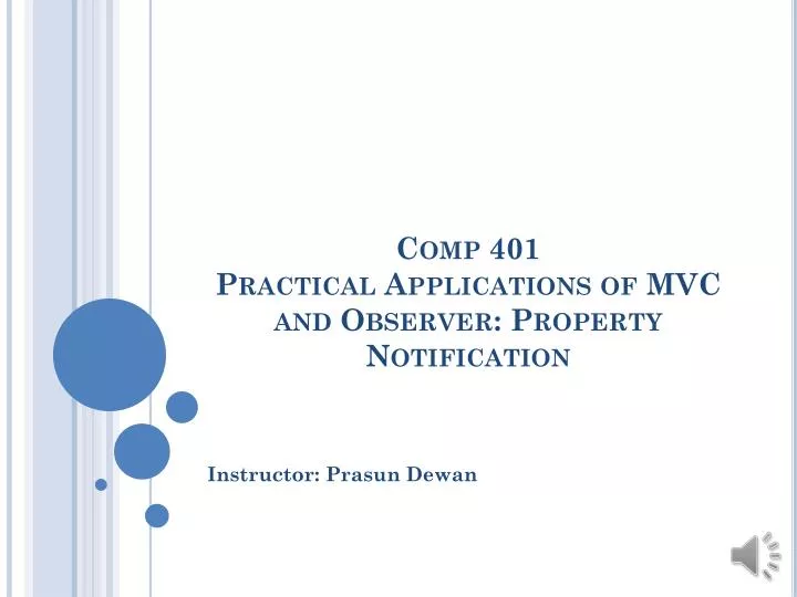comp 401 practical applications of mvc and observer property notification