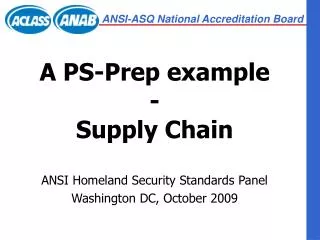 A PS-Prep example - Supply Chain