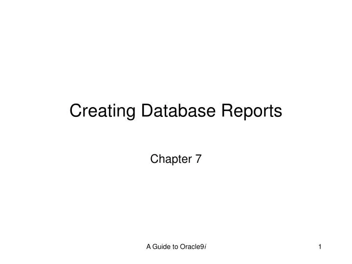 creating database reports