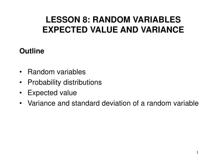 lesson 8 random variables expected value and variance