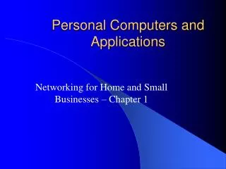 Personal Computers and Applications
