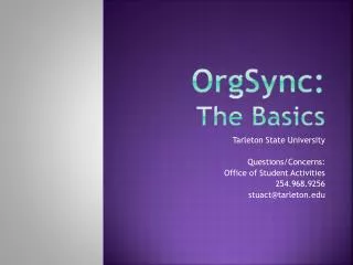 OrgSync : The Basics