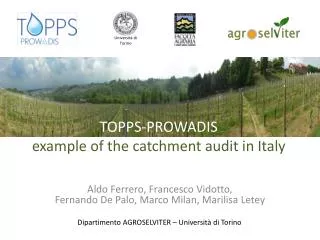 TO PPS-PROWADIS example of the catchment audit in Italy