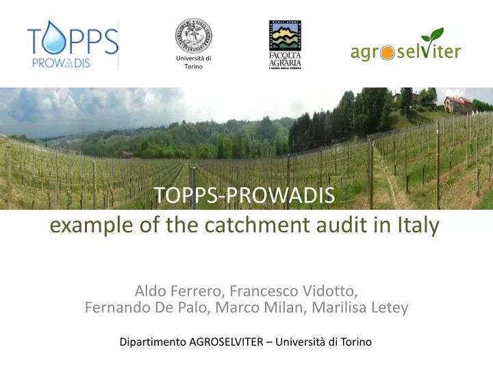 to pps prowadis example of the catchment audit in italy