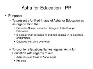 Asha for Education - PR