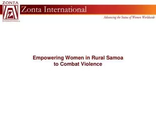 Empowering Women in Rural Samoa to Combat Violence