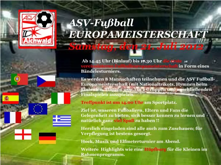 asv fu ball europameisterschaft samstag den 21 juli 2012