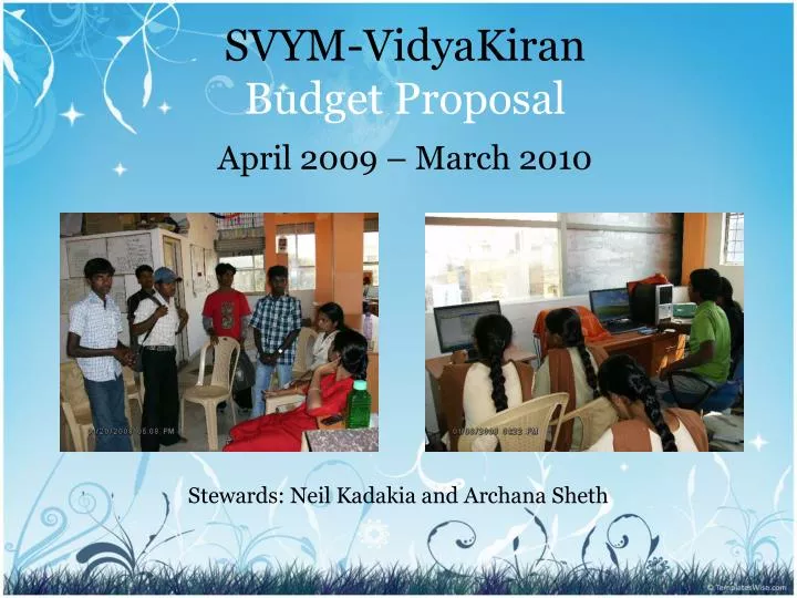 svym vidyakiran budget proposal april 2009 march 2010