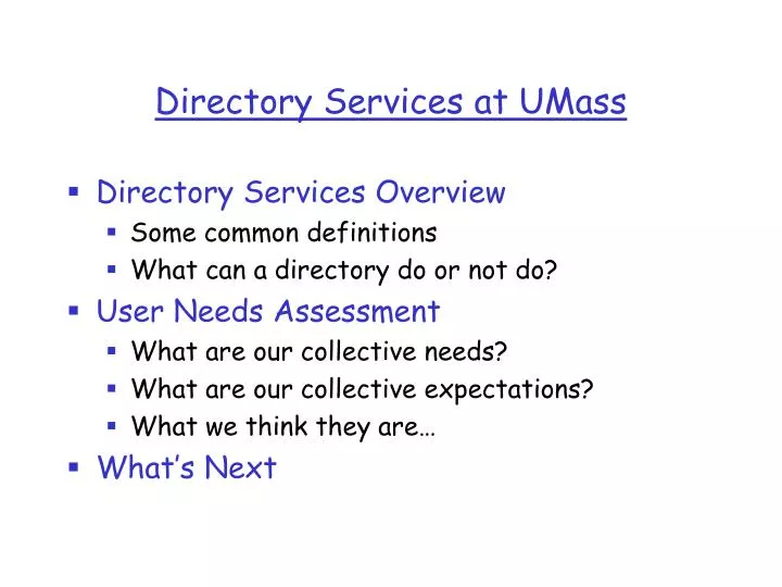 directory services at umass