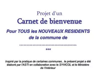 projet d un carnet de bienvenue