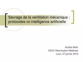 sevrage de la ventilation m canique protocoles vs intelligence artificielle