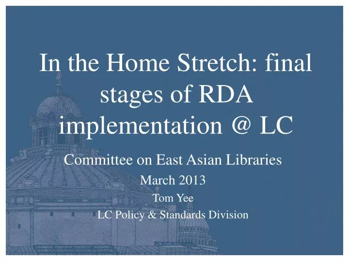 in the home stretch final stages of rda implementation @ lc