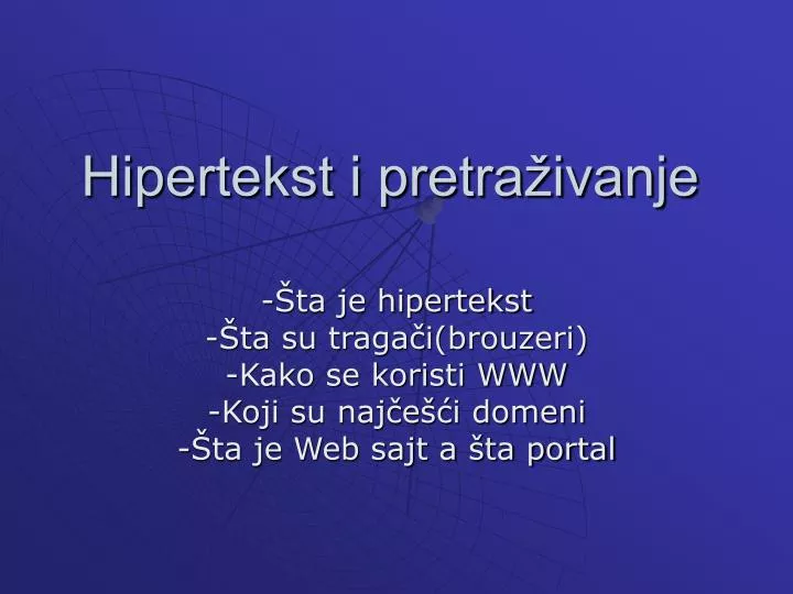 hipertekst i pretra ivanje