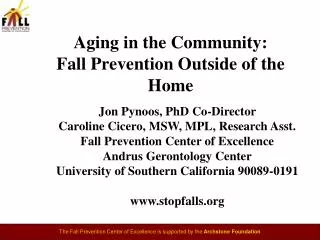 Aging in the Community: Fall Prevention Outside of the Home
