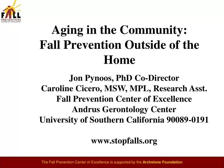 aging in the community fall prevention outside of the home