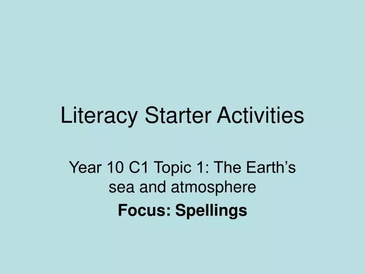 literacy starter activities