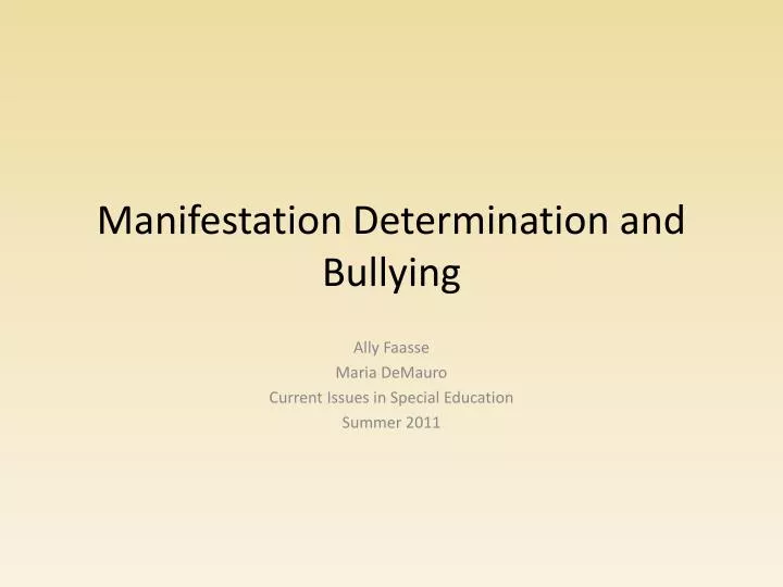 manifestation determination and bullying