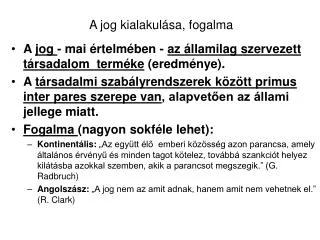 a jog kialakul sa fogalma