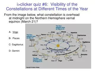 i&gt;clicker quiz #6: Visibility of the Constellations at Different Times of the Year