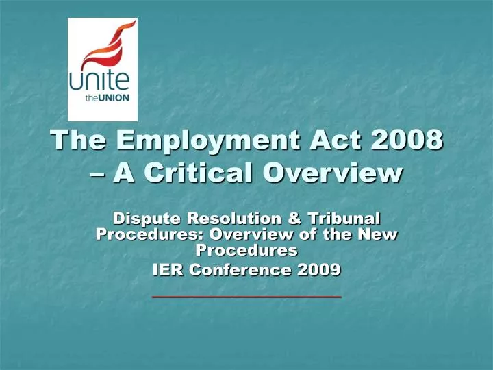 the employment act 2008 a critical overview