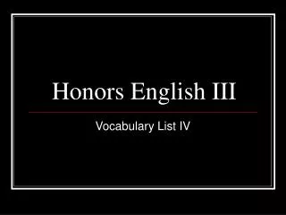 Honors English III
